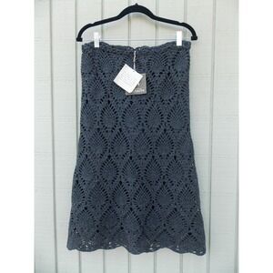 Muchacha Skirt Crochet Knit Shetland Wool A-Line Women Size XL Charcoal Gray NWT